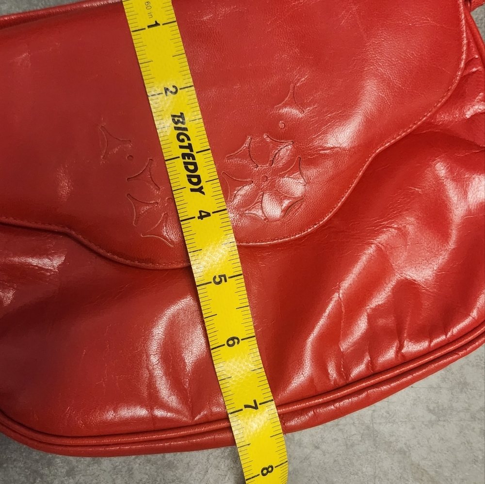 Vintage‎ 80s Red Leather Shoulder Bag Coret Made In Canada Faux Leather - Picture 9 of 10
